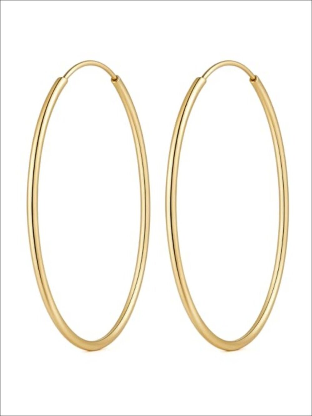 14K Gold Plated Hoop Earrings for Women Paddle Back 30/40/50mm